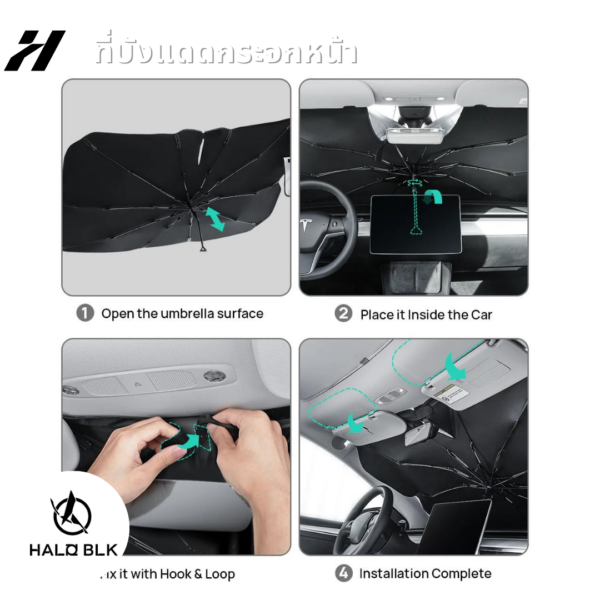 ที่บังแดดกระจกหน้ารถHaloblk-Tesla 3/3Highland/Y/Yjuniper/YL